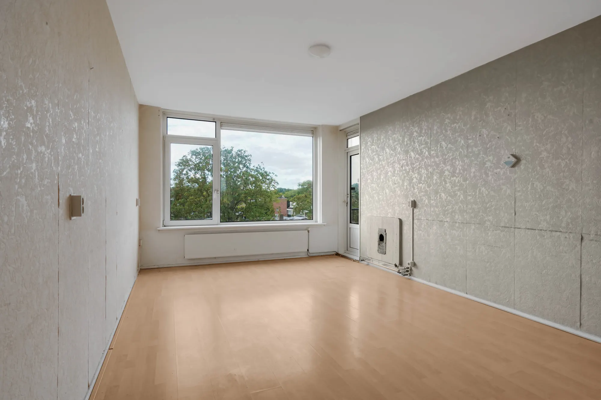 Tholenstraat 114, Rotterdam — living room with large window and green view